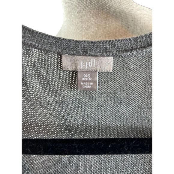 J. Jill Linen Blend Midi Dress Gray XS Petite Lagenlook Oversized Short Sleeve - Picture 8 of 10